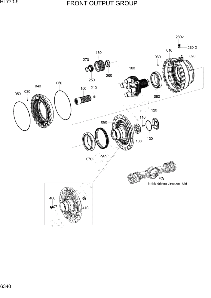 Схема запчастей Hyundai HL780-9 - PAGE 6340 GEARSHIFT SYSTEM 1 СИЛОВАЯ СИСТЕМА