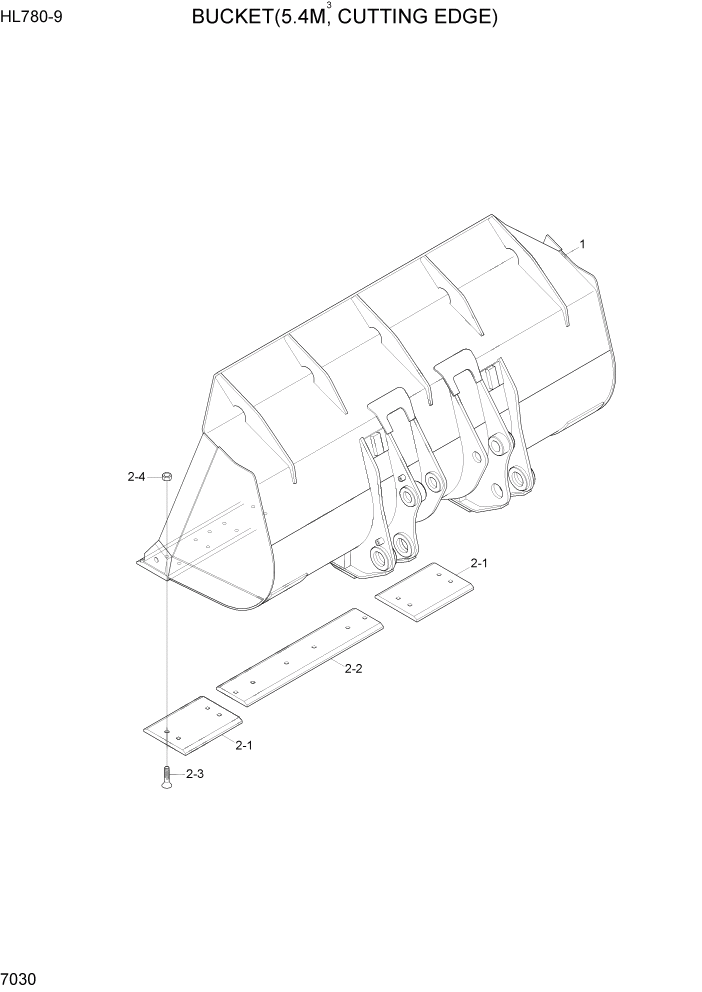 Схема запчастей Hyundai HL780-9 - PAGE 7030 BUCKET(5.4M3, CUTTING EDGE) РАБОЧЕЕ ОБОРУДОВАНИЕ