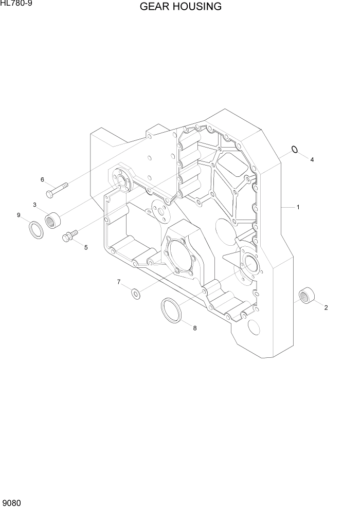 Схема запчастей Hyundai HL780-9 - PAGE 9080 GEAR HOUSING ДВИГАТЕЛЬ БАЗА