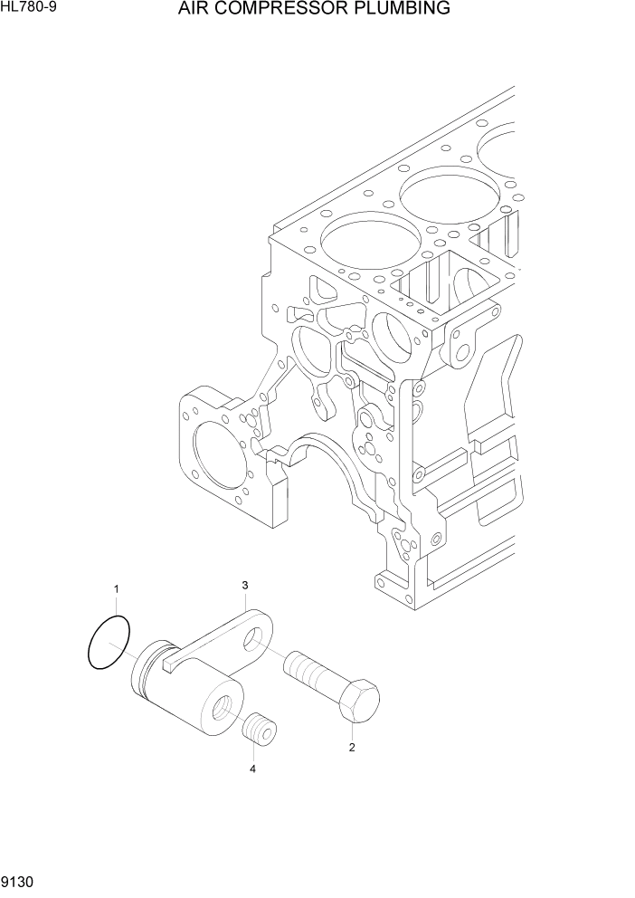 Схема запчастей Hyundai HL780-9 - PAGE 9130 AIR COMPRESSOR PLUMBING ДВИГАТЕЛЬ БАЗА