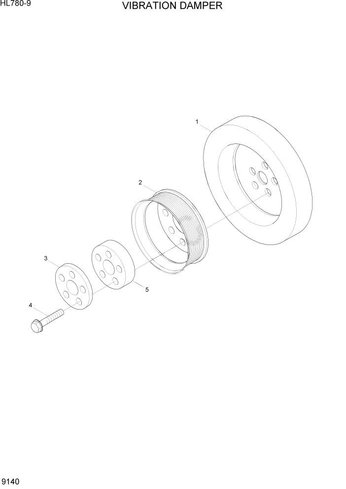 Схема запчастей Hyundai HL780-9 - PAGE 9140 VIBRATION DAMPER ДВИГАТЕЛЬ БАЗА