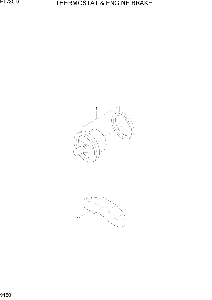 Схема запчастей Hyundai HL780-9 - PAGE 9180 THERMOSTAT & ENGINE BRAKE ДВИГАТЕЛЬ БАЗА