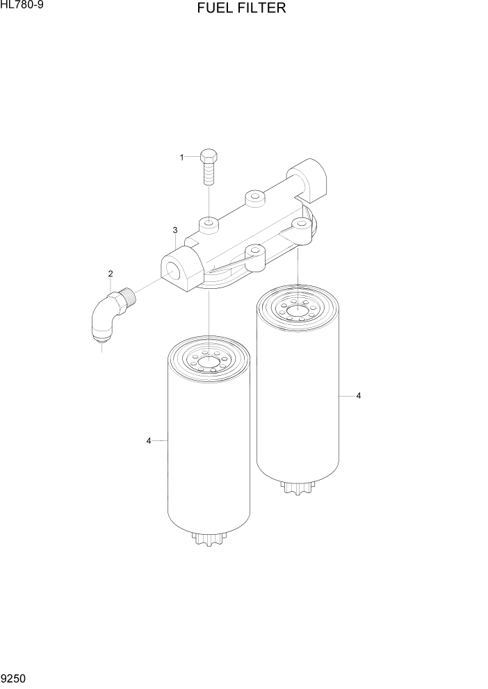 Схема запчастей Hyundai HL780-9 - PAGE 9250 FUEL FILTER ДВИГАТЕЛЬ БАЗА