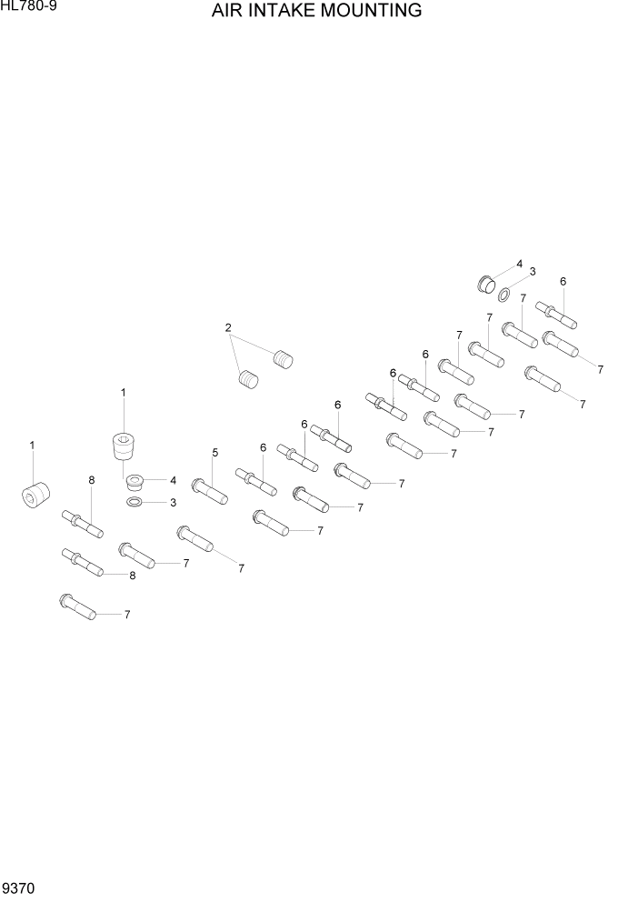 Схема запчастей Hyundai HL780-9 - PAGE 9370 AIR INTAKE MOUNTING ДВИГАТЕЛЬ БАЗА