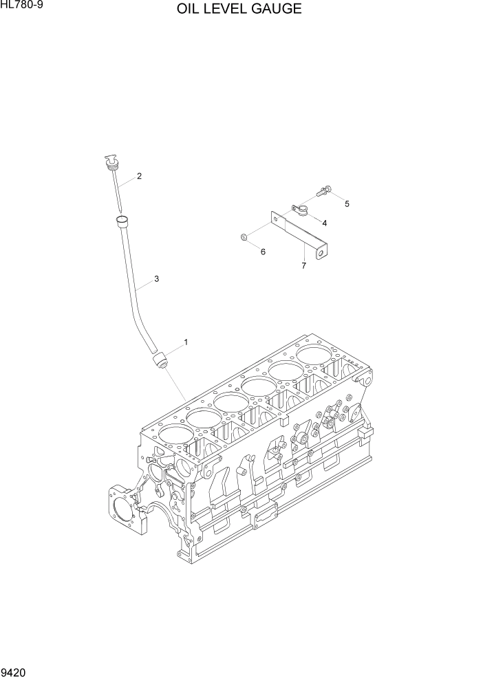 Схема запчастей Hyundai HL780-9 - PAGE 9420 OIL LEVEL GAUGE ДВИГАТЕЛЬ БАЗА