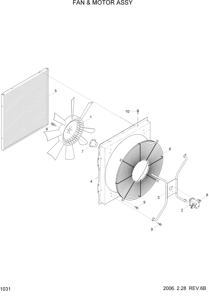 Схема запчастей Hyundai HL730-7 - PAGE 1031 FAN & MOTOR ASSY СИСТЕМА ДВИГАТЕЛЯ