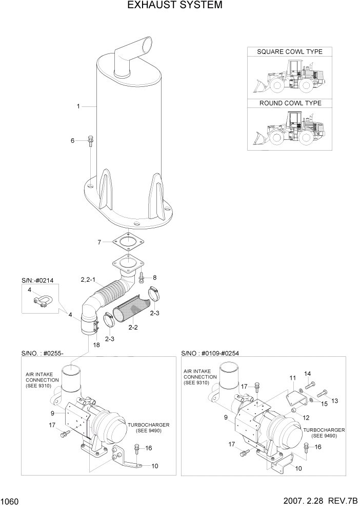 Схема запчастей Hyundai HL730-7 - PAGE 1060 EXHAUST SYSTEM СИСТЕМА ДВИГАТЕЛЯ