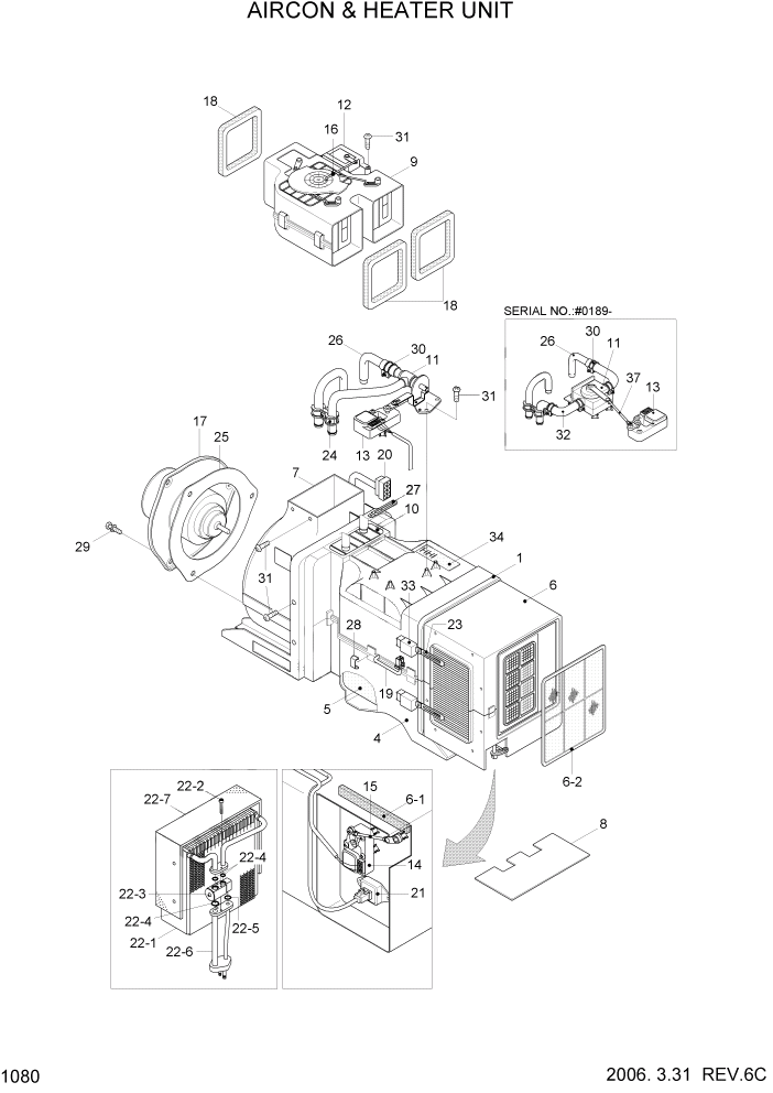 Схема запчастей Hyundai HL730-7 - PAGE 1080 AIRCON & HEATER UNIT СИСТЕМА ДВИГАТЕЛЯ