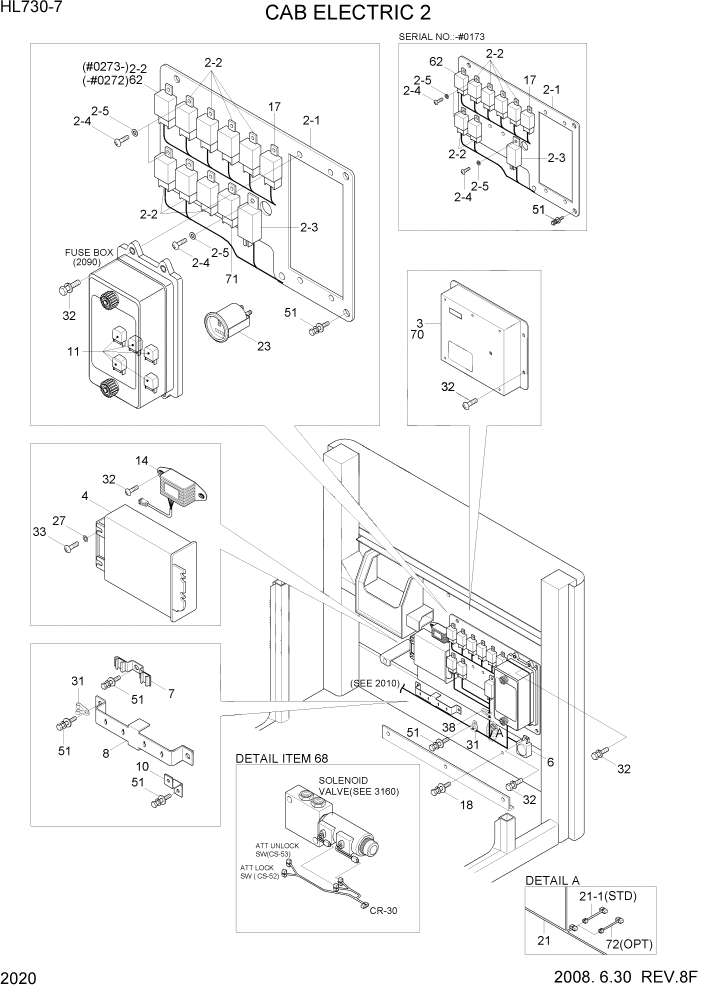 Схема запчастей Hyundai HL730-7 - PAGE 2020 CAB ELECTRIC 2 ЭЛЕКТРИЧЕСКАЯ СИСТЕМА