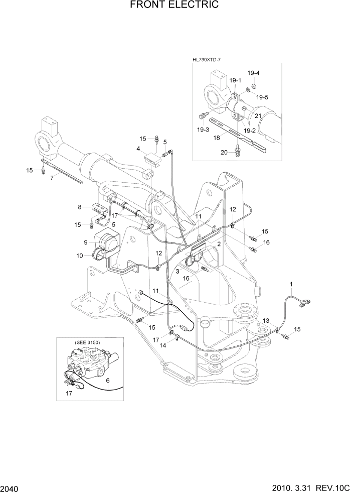 Схема запчастей Hyundai HL730-7 - PAGE 2040 FRONT ELECTRIC ЭЛЕКТРИЧЕСКАЯ СИСТЕМА