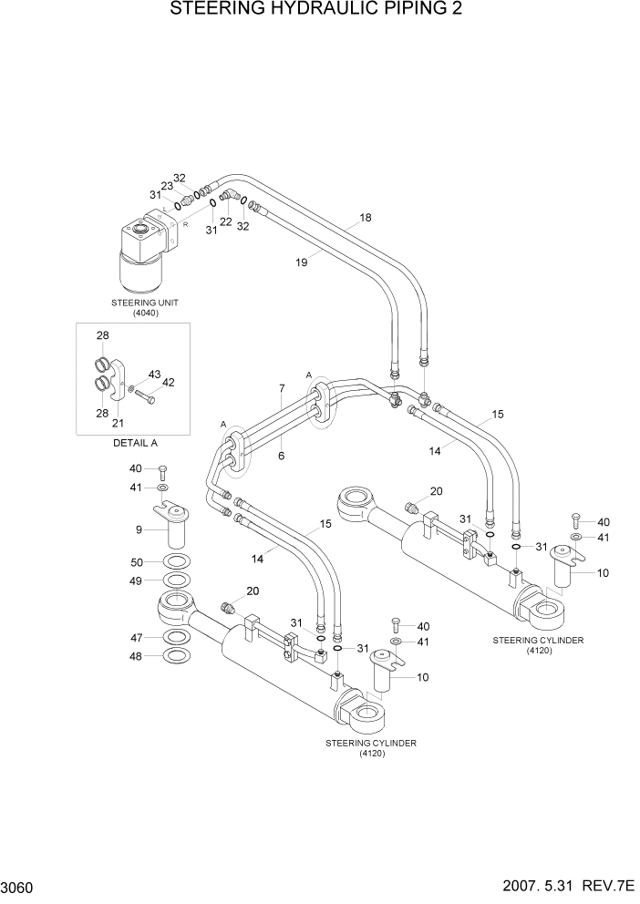 Схема запчастей Hyundai HL730-7 - PAGE 3060 STEERING HYDRAULIC PIPING 2 ГИДРАВЛИЧЕСКАЯ СИСТЕМА