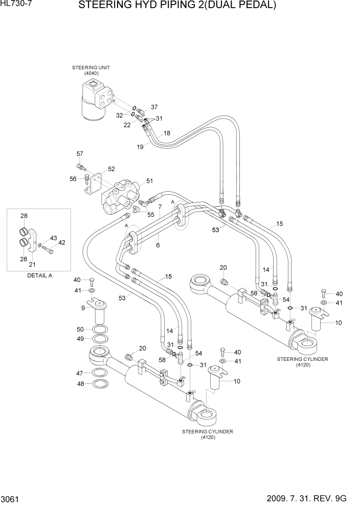 Схема запчастей Hyundai HL730-7 - PAGE 3061 STEERING HYDRAULIC PIPING 2(DUAL PEDAL) ГИДРАВЛИЧЕСКАЯ СИСТЕМА