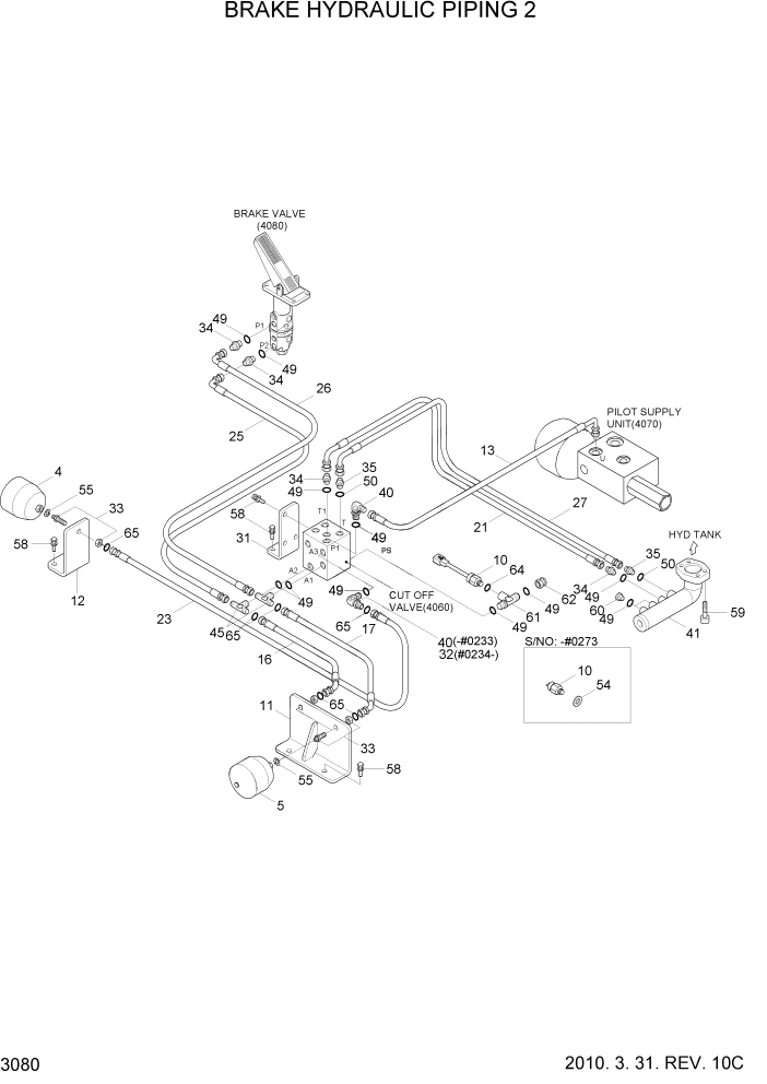 Схема запчастей Hyundai HL730-7 - PAGE 3080 BRAKE HYDRAULIC PIPING 2 ГИДРАВЛИЧЕСКАЯ СИСТЕМА