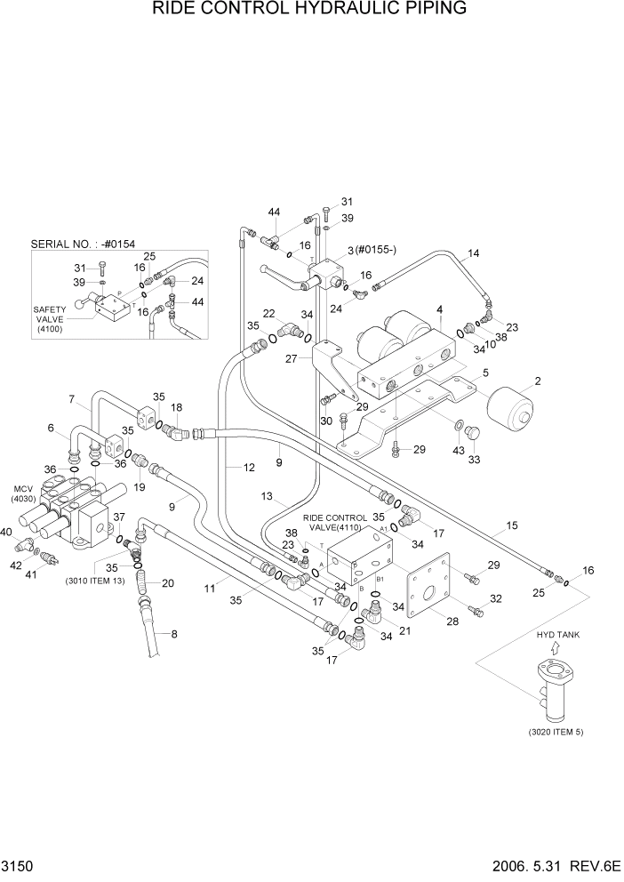 Схема запчастей Hyundai HL730-7 - PAGE 3150 RIDE CONTROL HYDRAULIC PIPING ГИДРАВЛИЧЕСКАЯ СИСТЕМА