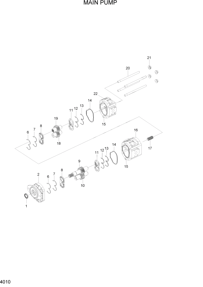 Схема запчастей Hyundai HL730-7 - PAGE 4010 MAIN PUMP ГИДРАВЛИЧЕСКИЕ КОМПОНЕНТЫ