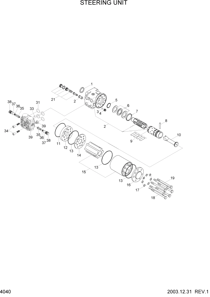 Схема запчастей Hyundai HL730-7 - PAGE 4040 STEERING UNIT ГИДРАВЛИЧЕСКИЕ КОМПОНЕНТЫ