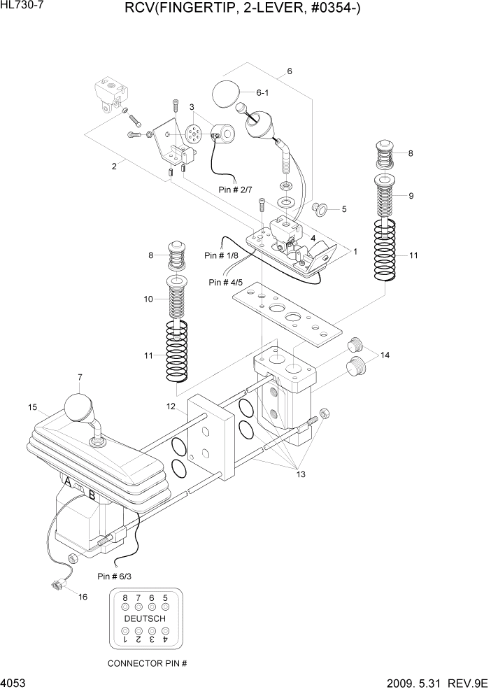 Схема запчастей Hyundai HL730-7 - PAGE 4053 RCV(FINGERTIP, 2-LEVER, #0354-) ГИДРАВЛИЧЕСКИЕ КОМПОНЕНТЫ