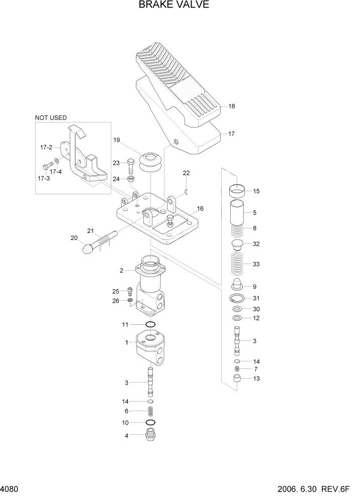 Схема запчастей Hyundai HL730-7 - PAGE 4080 BRAKE VALVE ГИДРАВЛИЧЕСКИЕ КОМПОНЕНТЫ