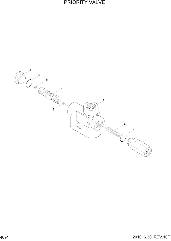 Схема запчастей Hyundai HL730-7 - PAGE 4091 PRIORITY VALVE(#0467-) ГИДРАВЛИЧЕСКИЕ КОМПОНЕНТЫ