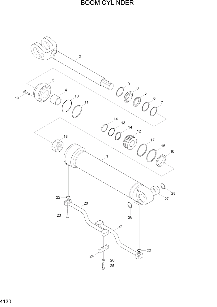 Схема запчастей Hyundai HL730-7 - PAGE 4130 BOOM CYLINDER ГИДРАВЛИЧЕСКИЕ КОМПОНЕНТЫ