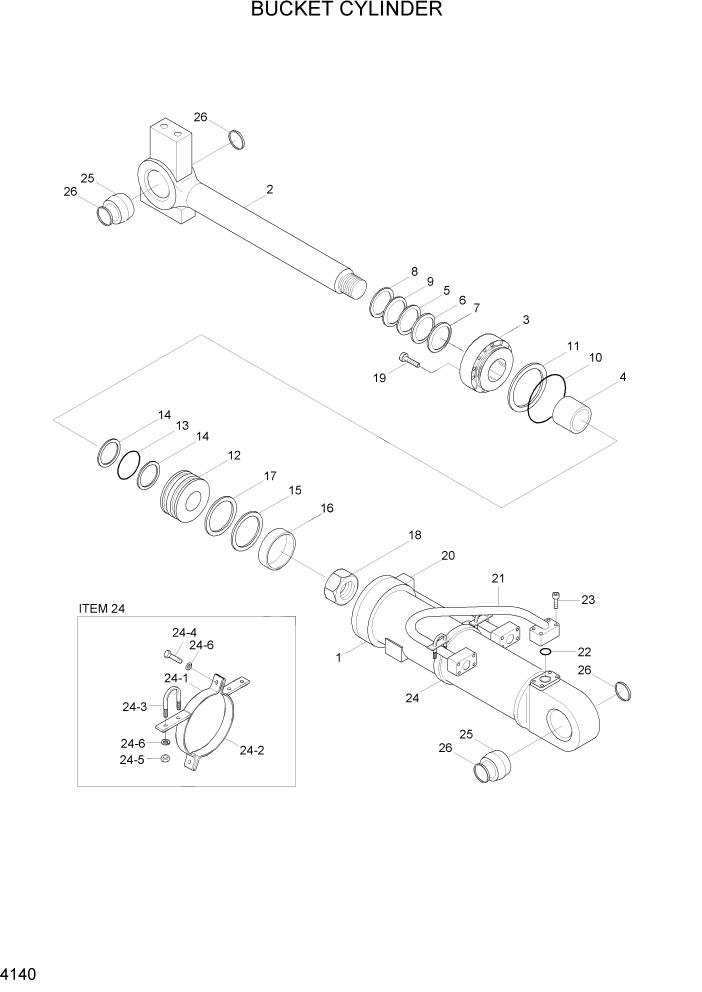 Схема запчастей Hyundai HL730-7 - PAGE 4140 BUCKET CYLINDER ГИДРАВЛИЧЕСКИЕ КОМПОНЕНТЫ