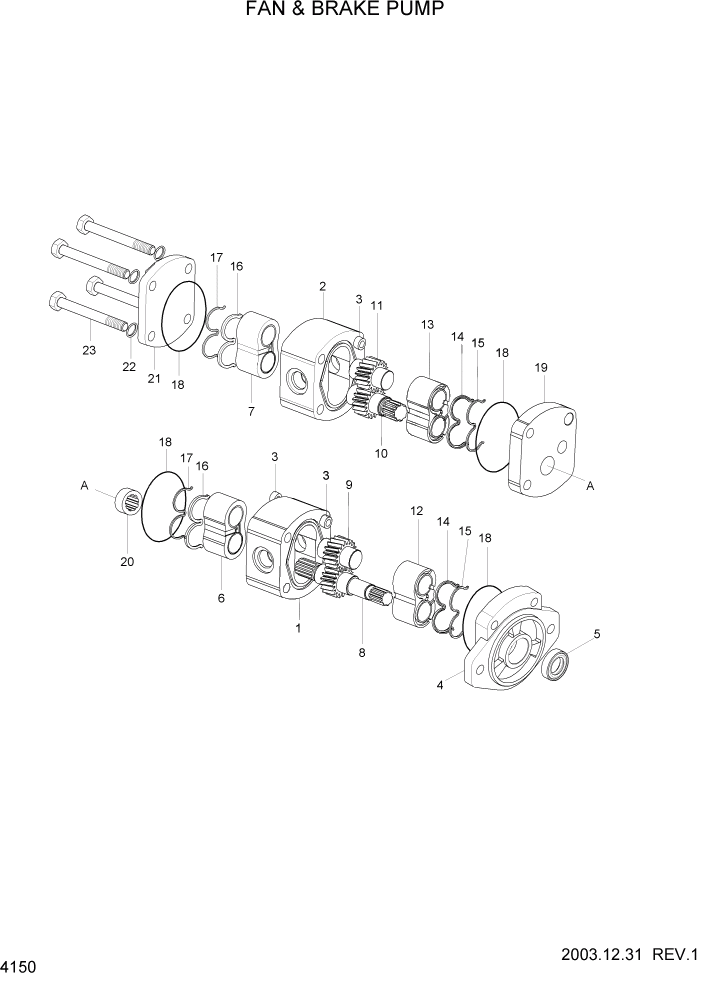 Схема запчастей Hyundai HL730-7 - PAGE 4150 FAN & BRAKE PUMP ГИДРАВЛИЧЕСКИЕ КОМПОНЕНТЫ