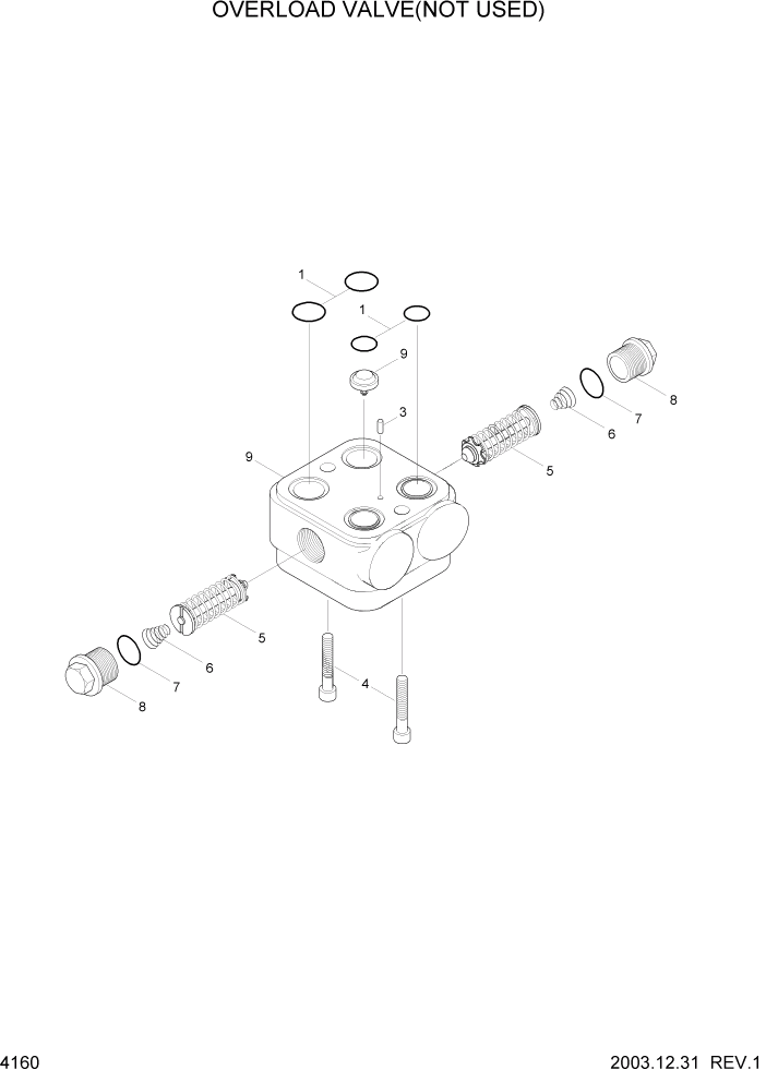 Схема запчастей Hyundai HL730-7 - PAGE 4160 OVERLOAD VALVE(NOT USED) ГИДРАВЛИЧЕСКИЕ КОМПОНЕНТЫ