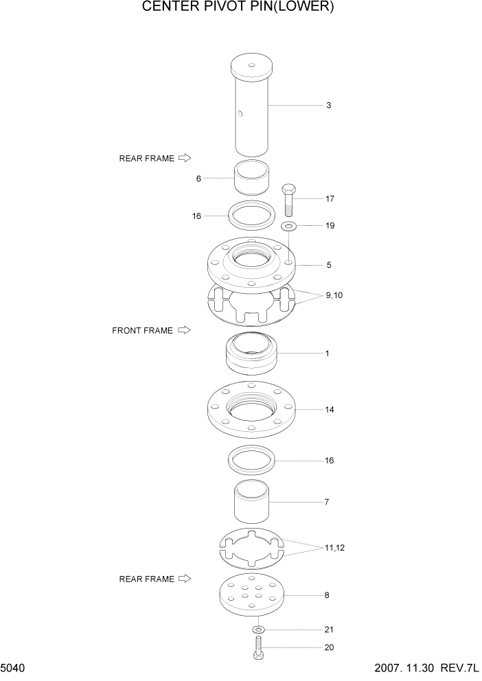 Схема запчастей Hyundai HL730-7 - PAGE 5040 CENTER PIVOT PIN(LOWER) СТРУКТУРА