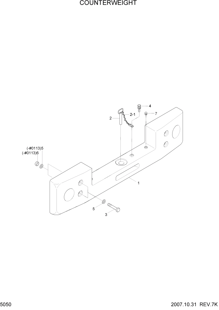 Схема запчастей Hyundai HL730-7 - PAGE 5050 COUNTERWEIGHT СТРУКТУРА