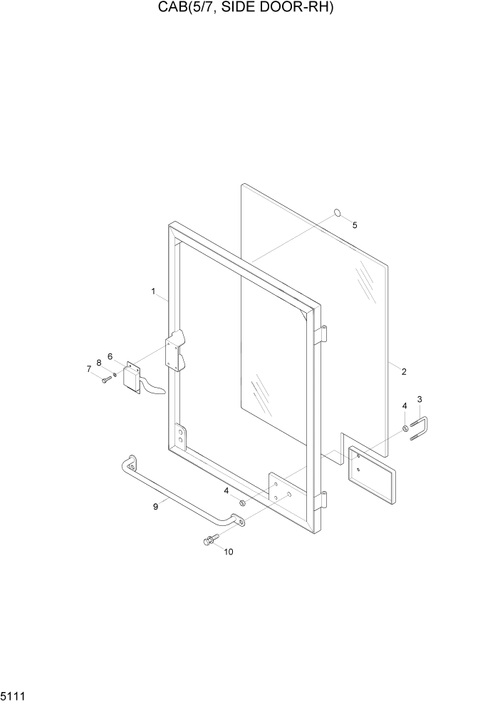 Схема запчастей Hyundai HL730-7 - PAGE 5111 CAB(5/7, SIDE DOOR-RH) СТРУКТУРА