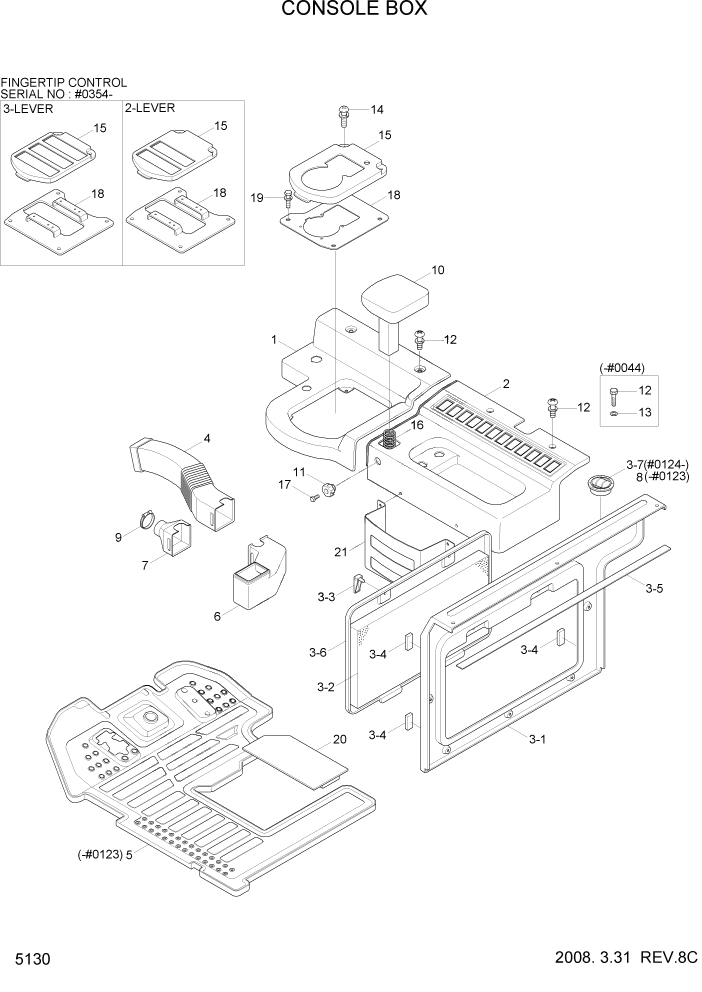 Схема запчастей Hyundai HL730-7 - PAGE 5130 CONSOLE BOX СТРУКТУРА