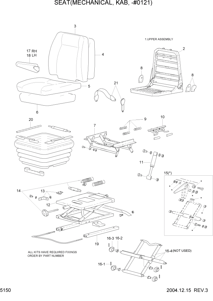 Схема запчастей Hyundai HL730-7 - PAGE 5150 SEAT(MECHANICAL, KAB, -#0121) СТРУКТУРА