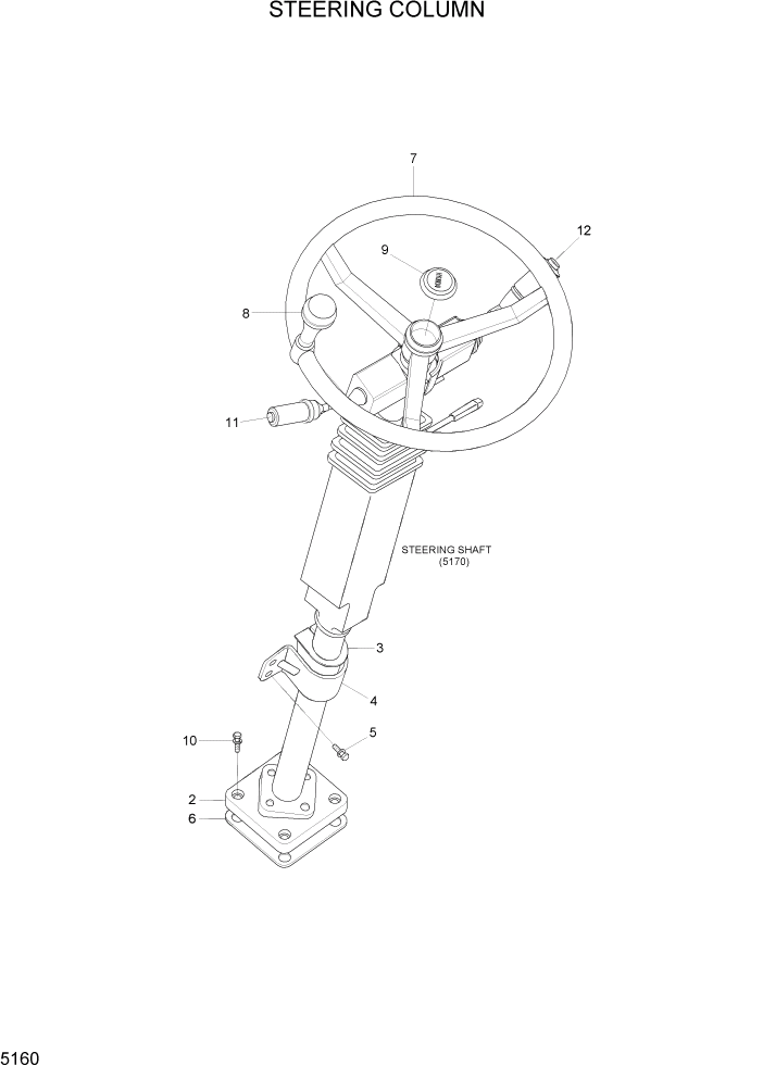 Схема запчастей Hyundai HL730-7 - PAGE 5160 STEERING COLUMN СТРУКТУРА