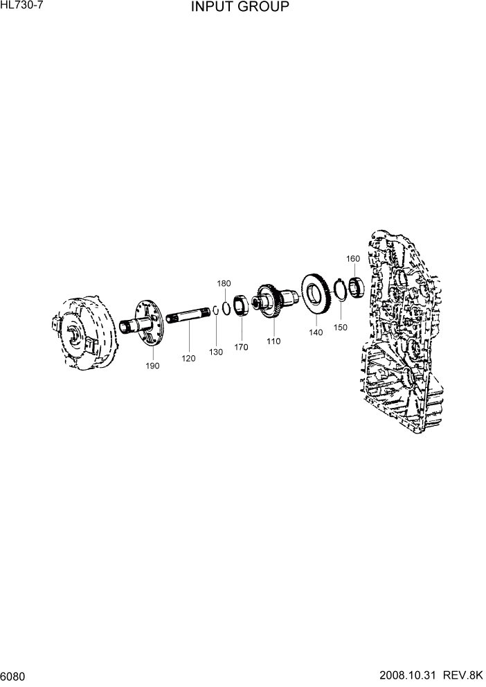 Схема запчастей Hyundai HL730-7 - PAGE 6080 INPUT GROUP СИЛОВАЯ СИСТЕМА