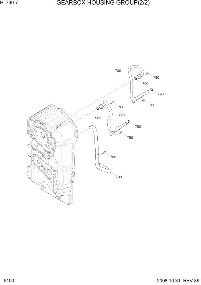 Схема запчастей Hyundai HL730-7 - PAGE 6100 GEARBOX HOUSING GROUP(2/2) СИЛОВАЯ СИСТЕМА