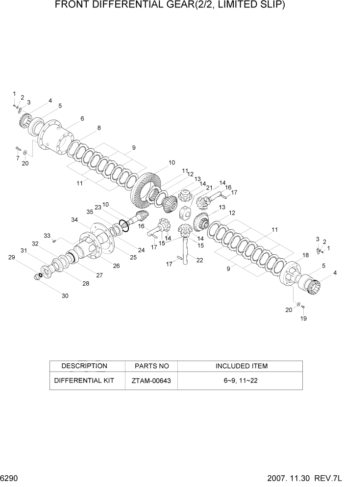 Схема запчастей Hyundai HL730-7 - PAGE 6290 FRONT DIFF GEAR(2/2, LIMITED SLIP) СИЛОВАЯ СИСТЕМА