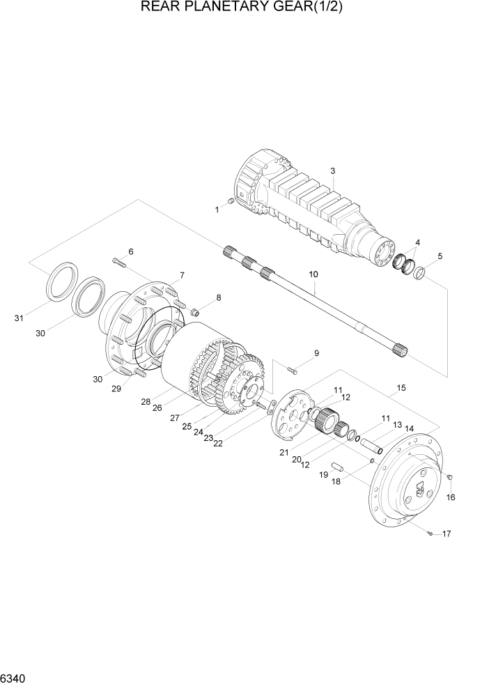 Схема запчастей Hyundai HL730-7 - PAGE 6340 REAR PLANETARY GEAR(1/2) СИЛОВАЯ СИСТЕМА