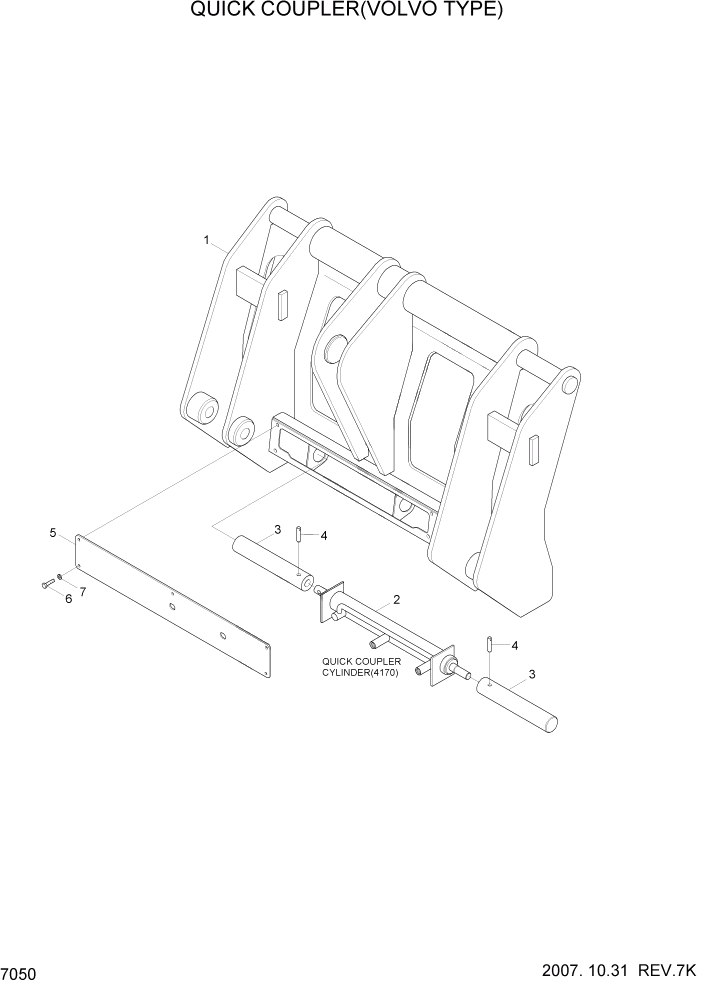 Схема запчастей Hyundai HL730-7 - PAGE 7050 QUICK COUPLER(VOLVO TYPE) РАБОЧЕЕ ОБОРУДОВАНИЕ