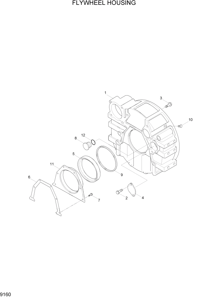 Схема запчастей Hyundai HL730-7 - PAGE 9160 FLYWHEEL HOUSING ДВИГАТЕЛЬ БАЗА