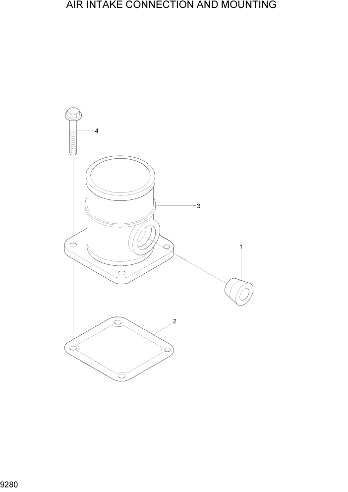 Схема запчастей Hyundai HL730-7 - PAGE 9280 AIR INTAKE CONNECTION AND MOUNTING ДВИГАТЕЛЬ БАЗА