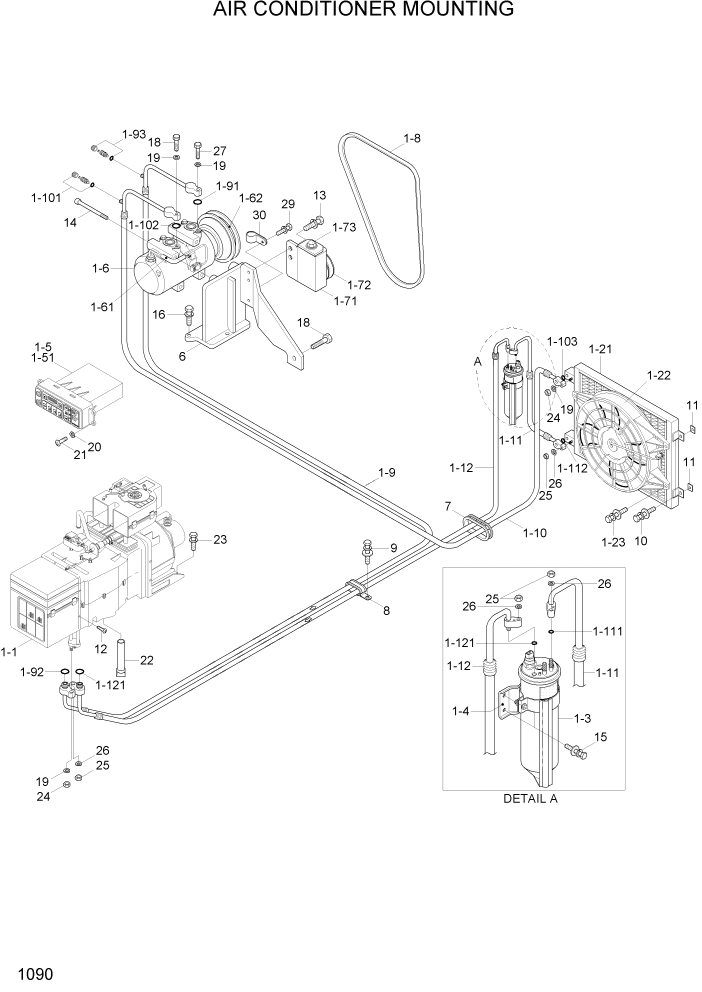 Схема запчастей Hyundai HL730-7A - PAGE 1090 AIR CONDITIONER MOUNTING СИСТЕМА ДВИГАТЕЛЯ