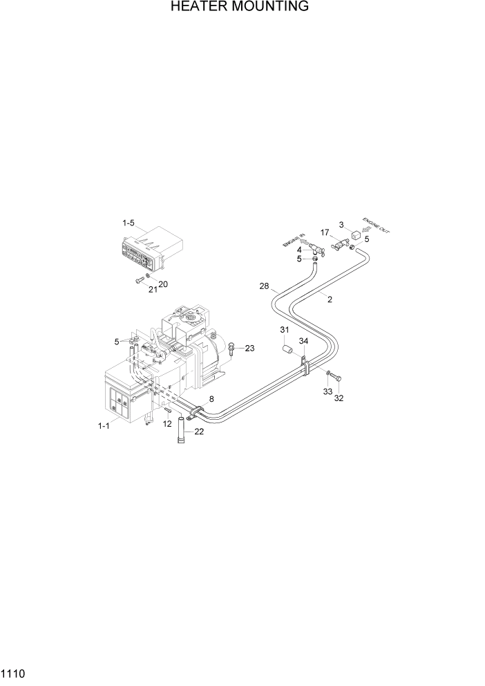 Схема запчастей Hyundai HL730-7A - PAGE 1110 HEATER MOUNTING СИСТЕМА ДВИГАТЕЛЯ