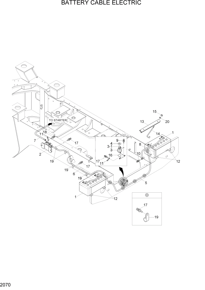 Схема запчастей Hyundai HL730-7A - PAGE 2070 BATTERY CABLE ELECTRIC ЭЛЕКТРИЧЕСКАЯ СИСТЕМА