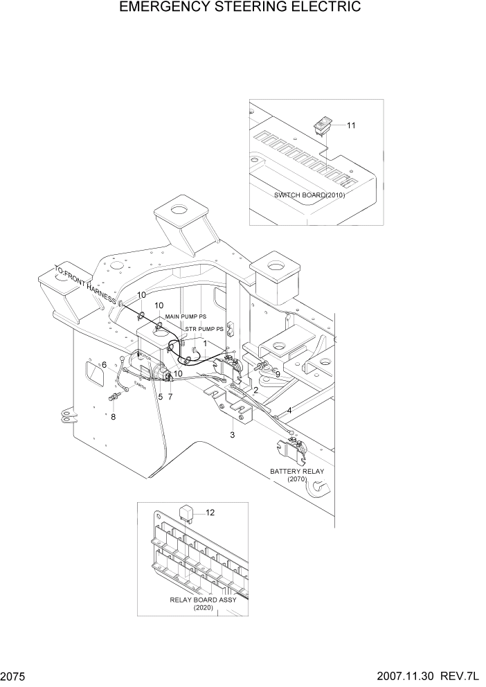 Схема запчастей Hyundai HL730-7A - PAGE 2075 EMERGENCY STEERING ELECTRIC ЭЛЕКТРИЧЕСКАЯ СИСТЕМА