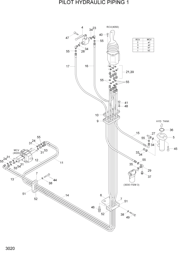 Схема запчастей Hyundai HL730-7A - PAGE 3020 PILOT HYDRAULIC PIPING 1 ГИДРАВЛИЧЕСКАЯ СИСТЕМА