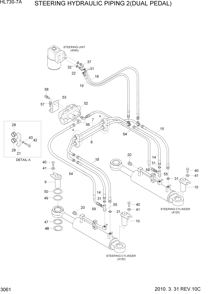 Схема запчастей Hyundai HL730-7A - PAGE 3061 STEERING HYDRAULIC PIPING 2(DUAL PEDAL) ГИДРАВЛИЧЕСКАЯ СИСТЕМА