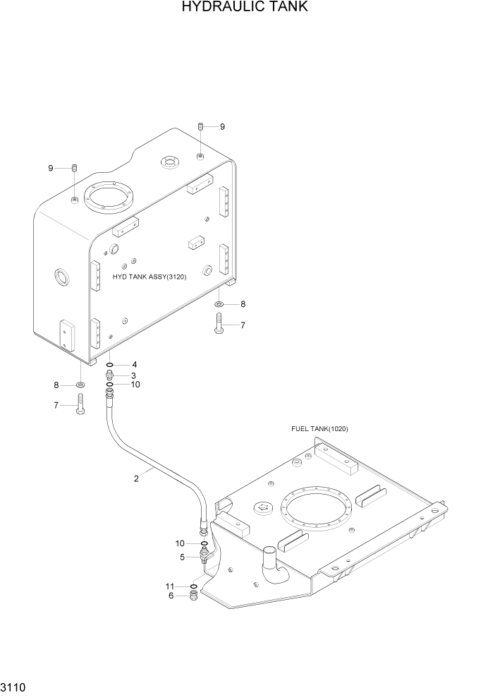 Схема запчастей Hyundai HL730-7A - PAGE 3110 HYDRAULIC TANK ГИДРАВЛИЧЕСКАЯ СИСТЕМА