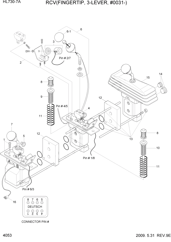 Схема запчастей Hyundai HL730-7A - PAGE 4053 RCV(FINGERTIP, 3-LEVER, #0031-) ГИДРАВЛИЧЕСКИЕ КОМПОНЕНТЫ