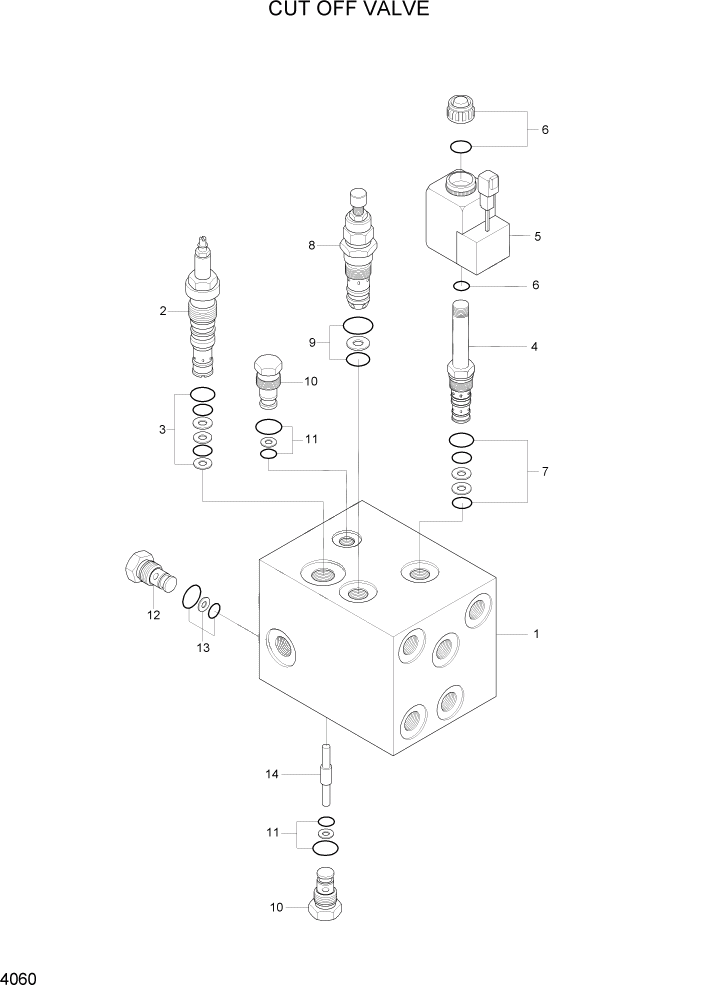 Схема запчастей Hyundai HL730-7A - PAGE 4060 CUT OFF VALVE ГИДРАВЛИЧЕСКИЕ КОМПОНЕНТЫ