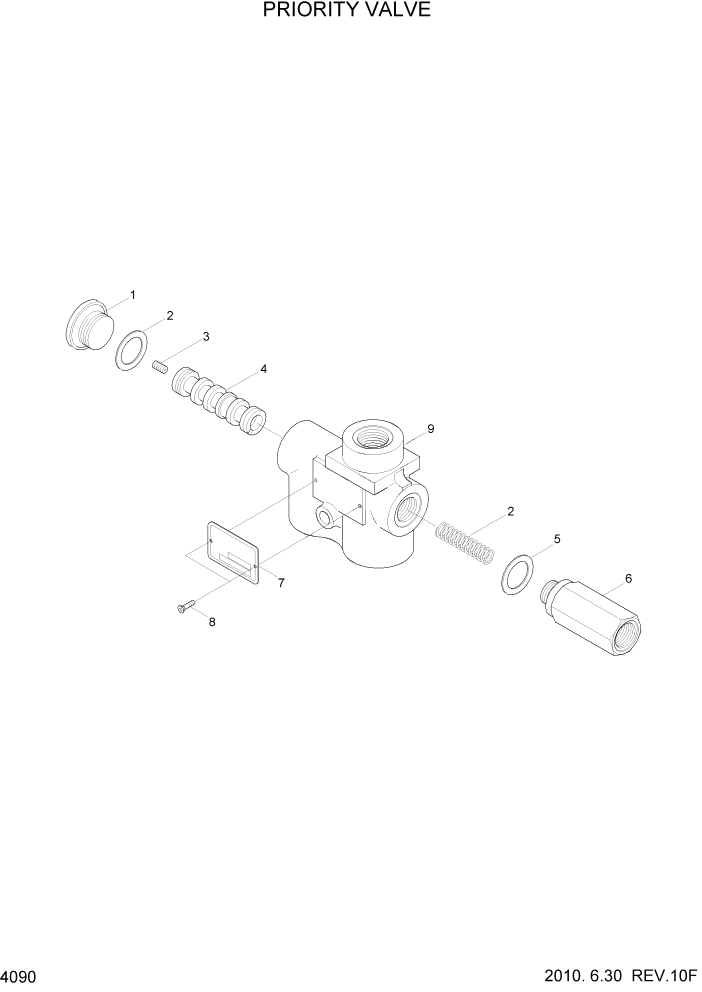 Схема запчастей Hyundai HL730-7A - PAGE 4090 PRIORITY VALVE(-#0137) ГИДРАВЛИЧЕСКИЕ КОМПОНЕНТЫ